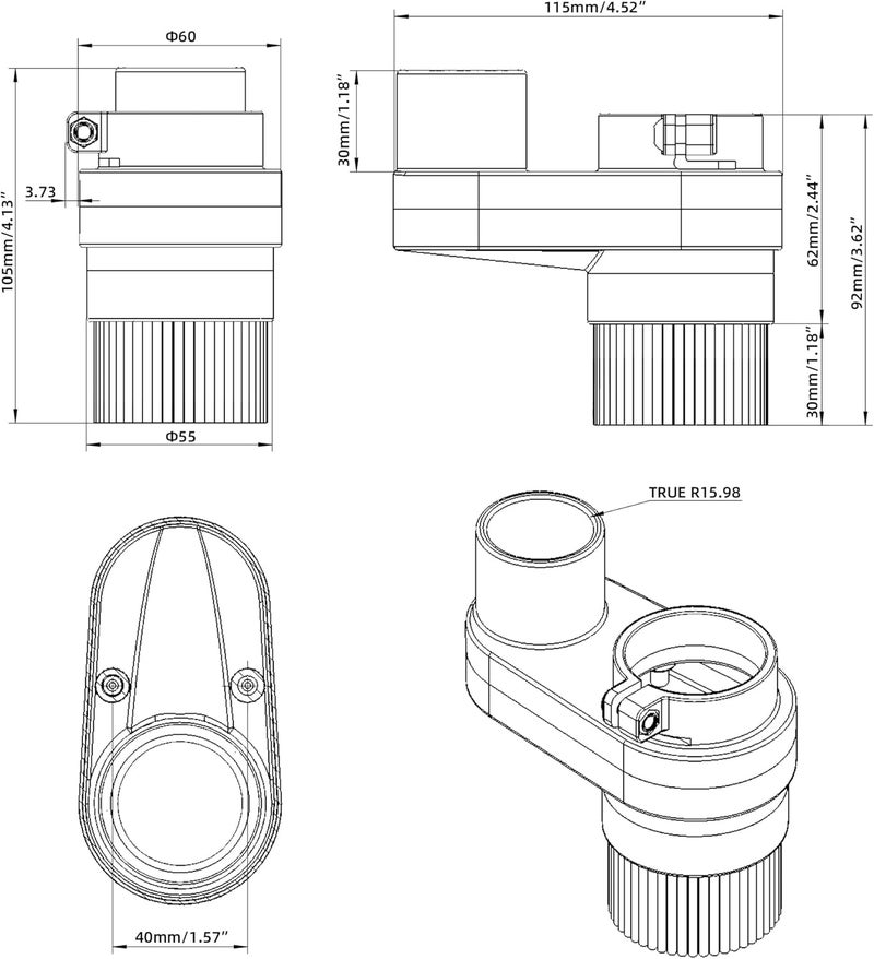 FoxAlien 42mm Diameter Dust Shoe for Mastuer Pro, Masuter 4040 CNC Router Machine with 60W 42mm Spindle Motor, Hose Diameter 38mm - Image 2